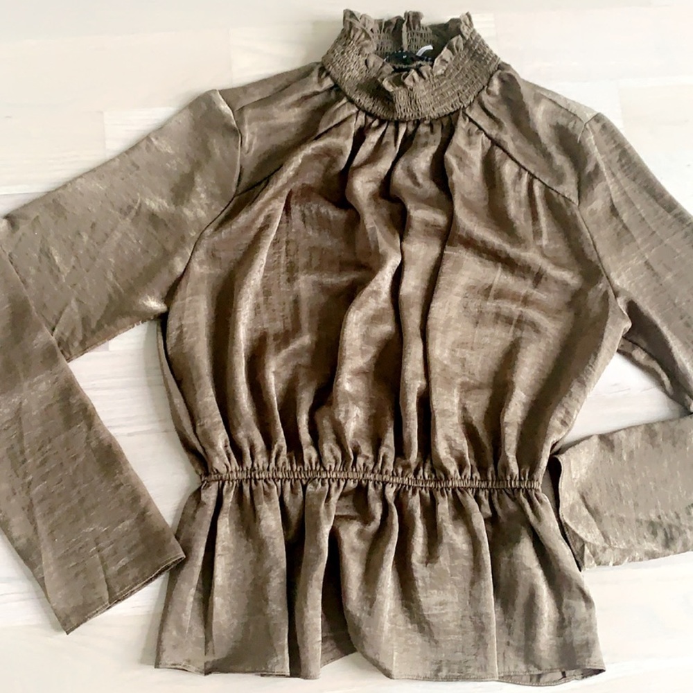 Women’s peplum satin blouse